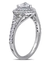 Certified Diamond (1 ct. t.w.) Heart-Shape Double Halo Engagement Ring 14k White Gold