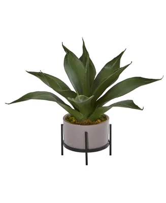 Nearly Natural 14" Agave Succulent in Decorative Planter