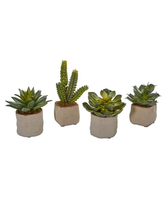 Nearly Natural Mixed Succulent Artificial Plant, Set of 4