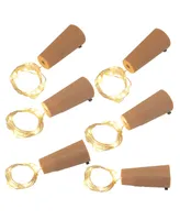 Lumabase Set of 6, 60 White Wine Cork Mini String Lights