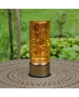 Lumabase Amber Glass Lantern with Mini String Lights