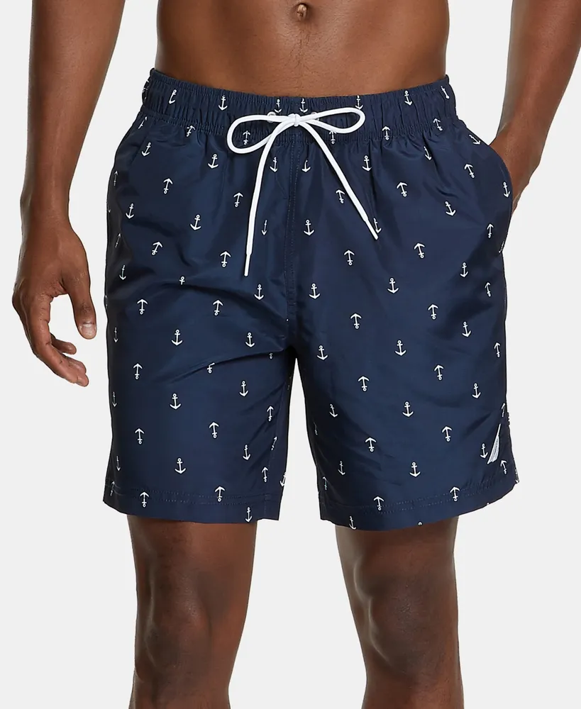 Nautica Men's Quick-Dry Anchor-Print 8" Swim Trunks