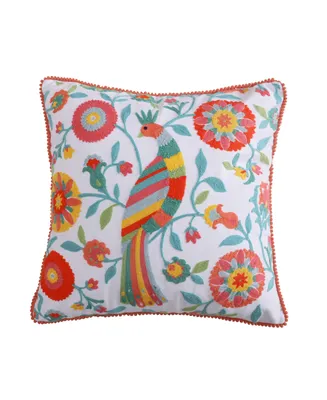 Levtex Laurel Coral Bird Decorative Pillow, 18" x 18"