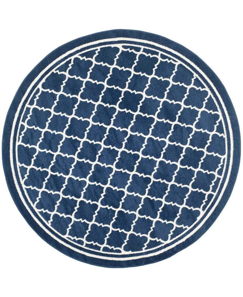 Safavieh Amherst AMT422 Navy and Beige 7' x 7' Round Area Rug