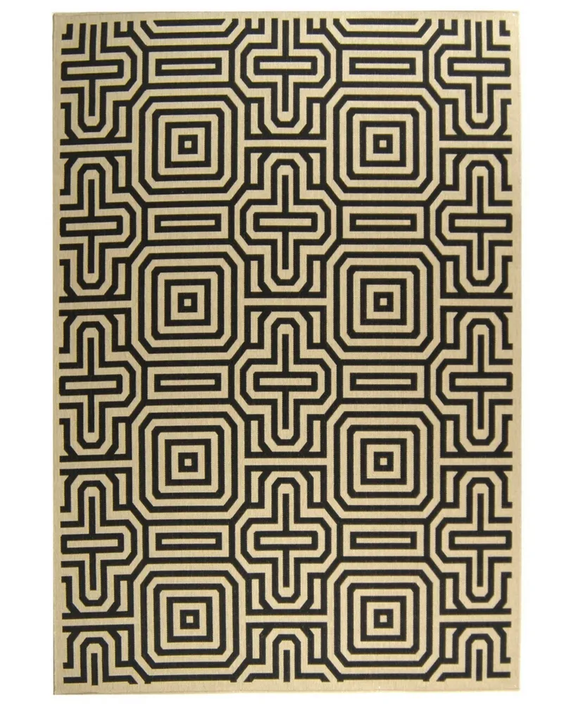 Safavieh Courtyard CY2962 Sand and Black 6'7" x 9'6" Sisal Weave Outdoor Area Rug