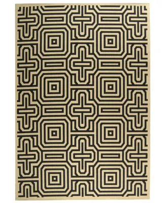 Safavieh Courtyard CY2962 Sand and Black 6'7" x 9'6" Sisal Weave Outdoor Area Rug