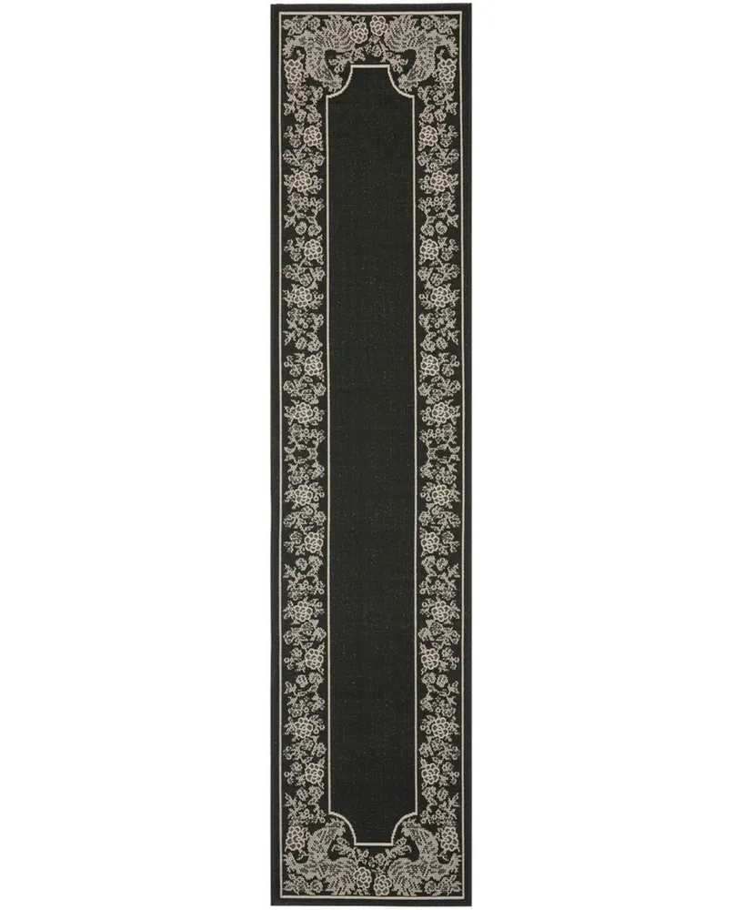 Safavieh Courtyard CY3305 Black and Sand 2'3" x 10' Sisal Weave Runner Outdoor Area Rug