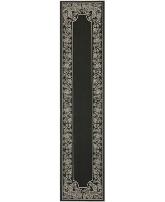 Safavieh Courtyard CY3305 Black and Sand 2'3" x 10' Sisal Weave Runner Outdoor Area Rug