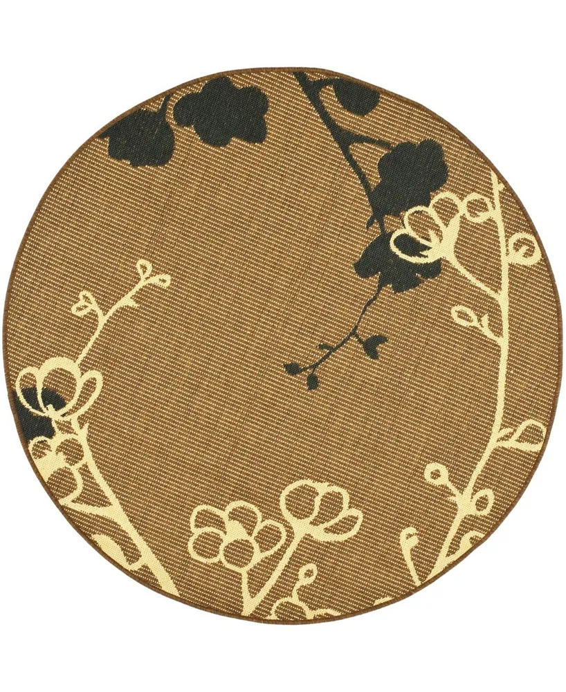 Safavieh Courtyard CY4038 Brown Natural and Black 5'3" x 5'3" Round Outdoor Area Rug