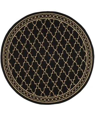 Safavieh Courtyard CY5142 Black and Beige 6'7" x 6'7" Sisal Weave Round Outdoor Area Rug