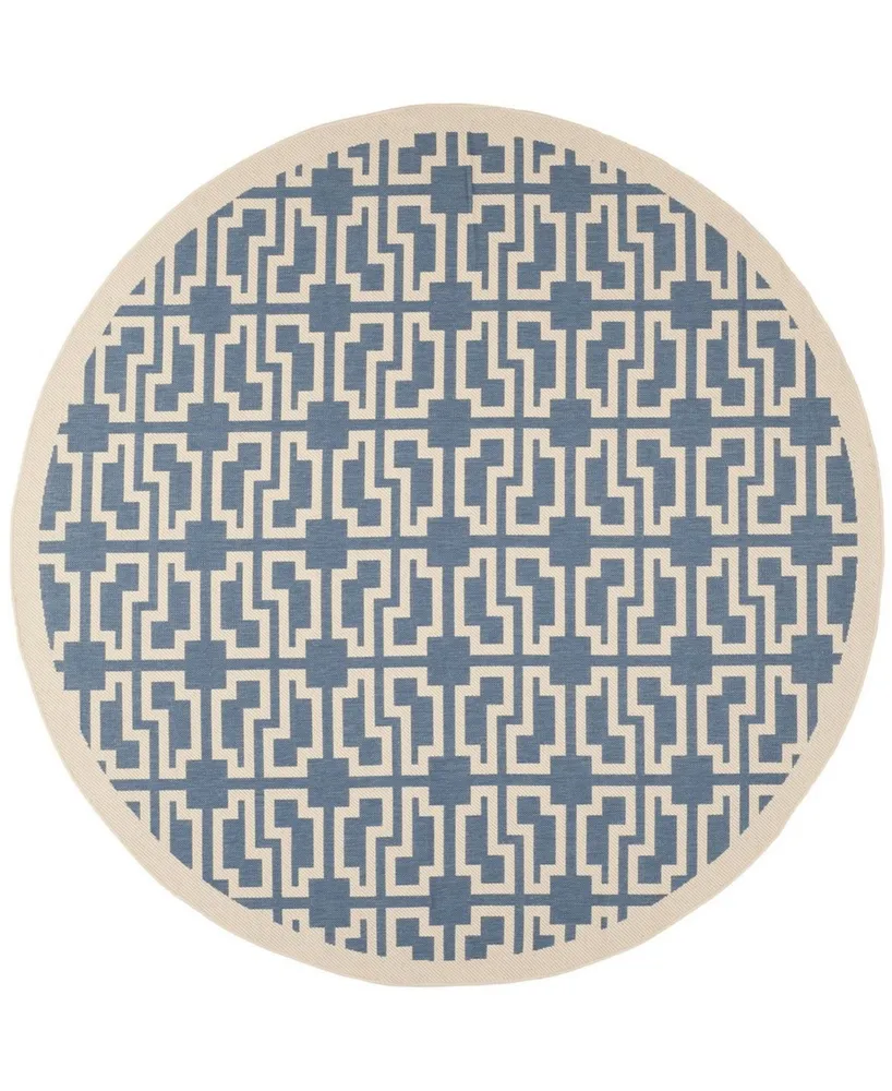 Safavieh Courtyard CY6015 Blue and Beige 7'10" x 7'10" Sisal Weave Round Outdoor Area Rug