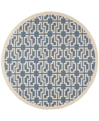 Safavieh Courtyard CY6015 Blue and Beige 7'10" x 7'10" Sisal Weave Round Outdoor Area Rug