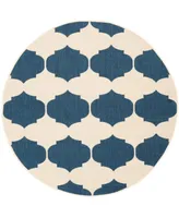 Safavieh Courtyard CY6162 Beige and Navy 5'3" x 5'3" Round Outdoor Area Rug