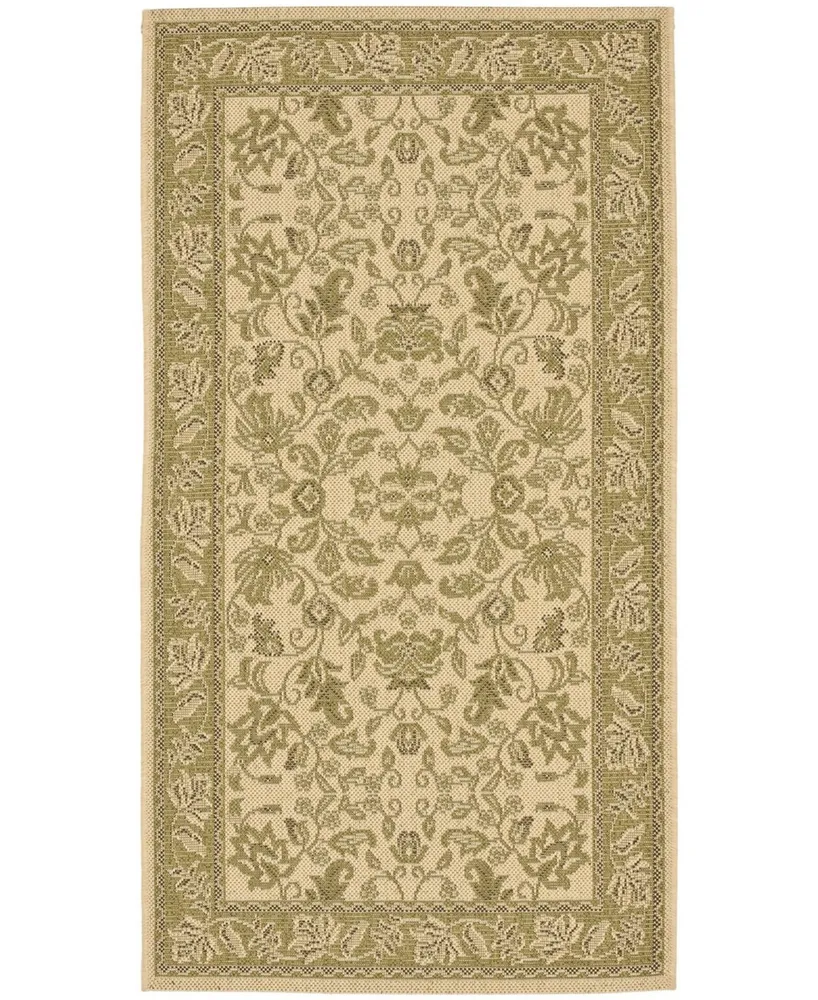 Safavieh Courtyard CY6555 Cream and Green 2'7" x 5' Outdoor Area Rug