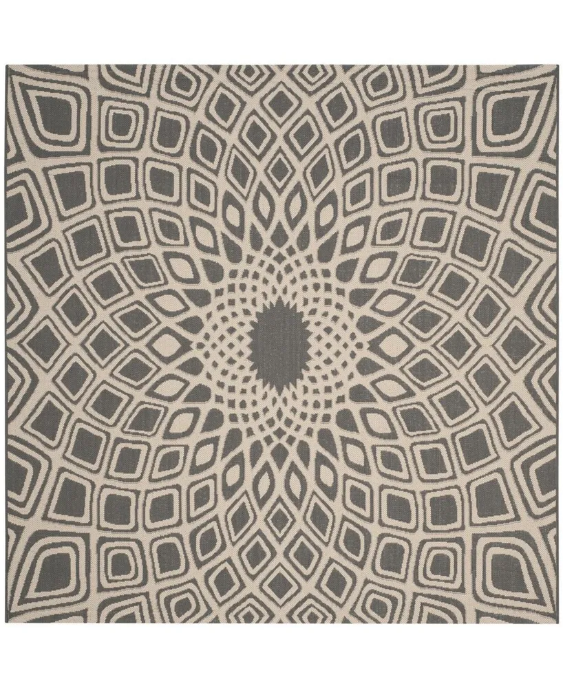 Safavieh Courtyard CY6616 Anthracite and Beige 6'7" x 6'7" Sisal Weave Square Outdoor Area Rug