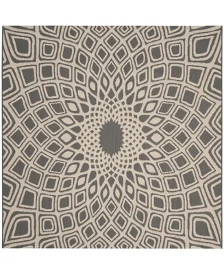 Safavieh Courtyard CY6616 Anthracite and Beige 6'7" x 6'7" Sisal Weave Square Outdoor Area Rug