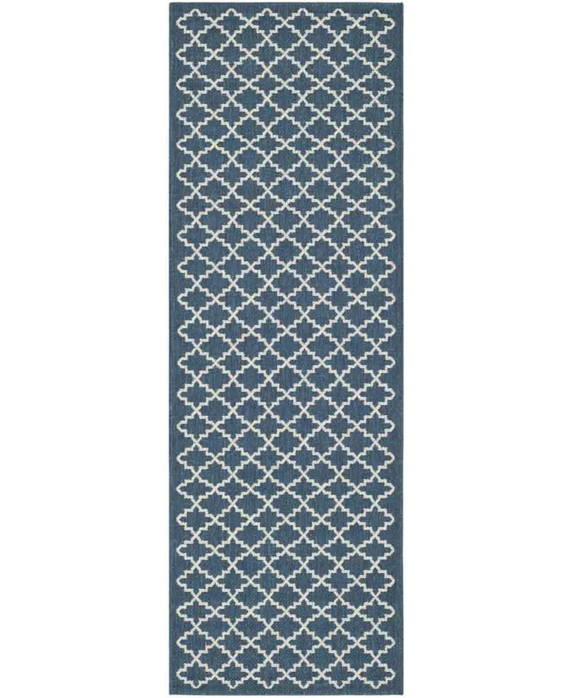 Safavieh Courtyard CY6919 Navy and Beige 2'3" x 6'7" Sisal Weave Runner Outdoor Area Rug