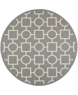 Safavieh Courtyard CY6925 Anthracite and Beige 7'10" x 7'10" Sisal Weave Round Outdoor Area Rug