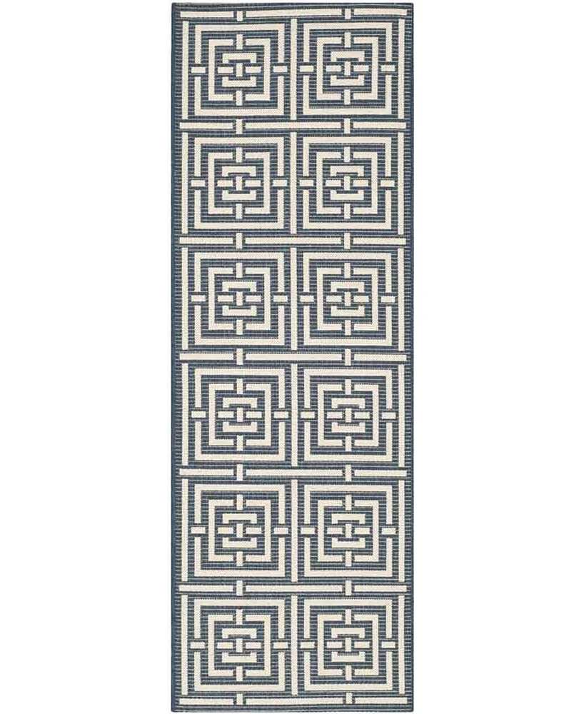 Safavieh Courtyard CY6937 Navy and Beige 2'3" x 6'7" Sisal Weave Runner Outdoor Area Rug