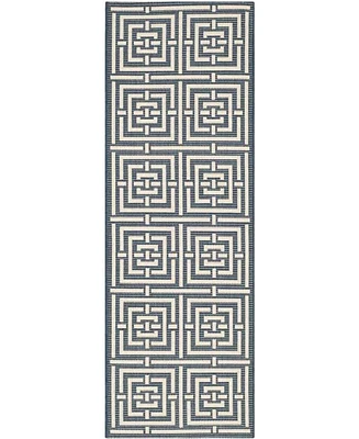 Safavieh Courtyard CY6937 Navy and Beige 2'3" x 6'7" Sisal Weave Runner Outdoor Area Rug