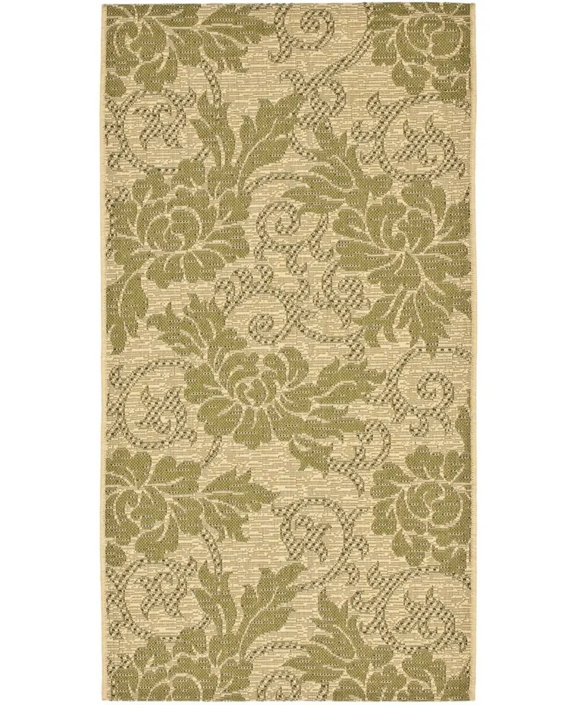 Safavieh Courtyard CY6957 Cream and Green 2'7" x 5' Sisal Weave Outdoor Area Rug