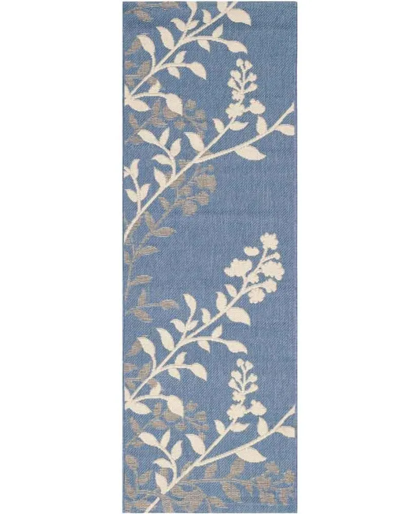 Safavieh Courtyard CY7019 Blue and Beige 2'3" x 6'7" Sisal Weave Runner Outdoor Area Rug