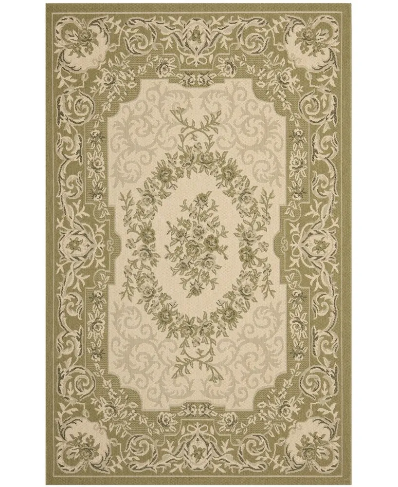 Safavieh Courtyard CY7208 Cream and Green 5'3" x 7'7" Sisal Weave Outdoor Area Rug