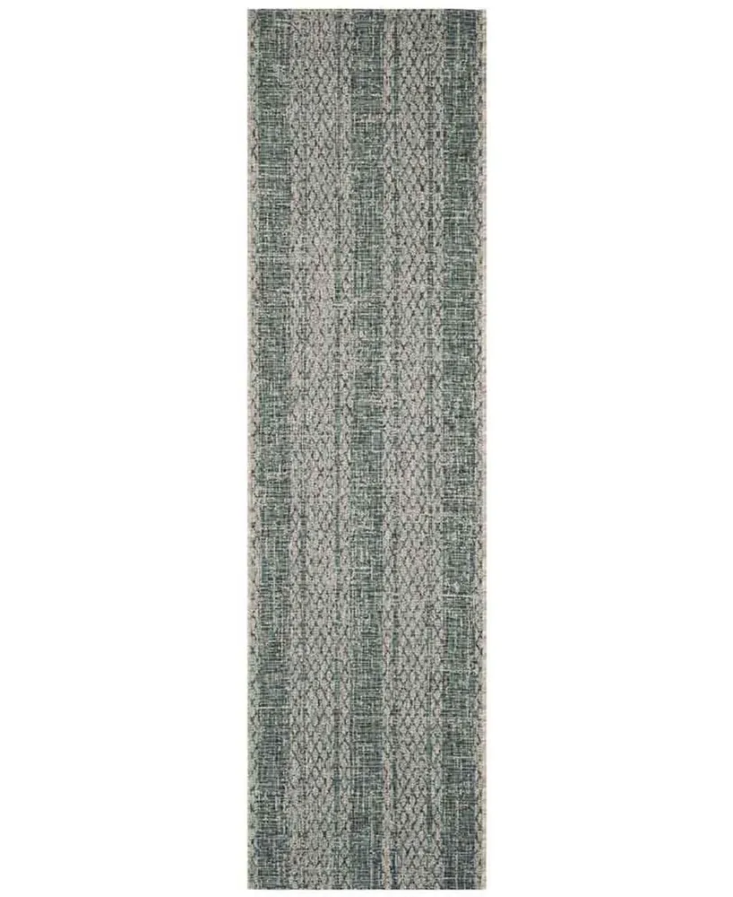 Safavieh Courtyard CY8736 Light Grey and Teal 2'3" x 8' Sisal Weave Runner Outdoor Area Rug