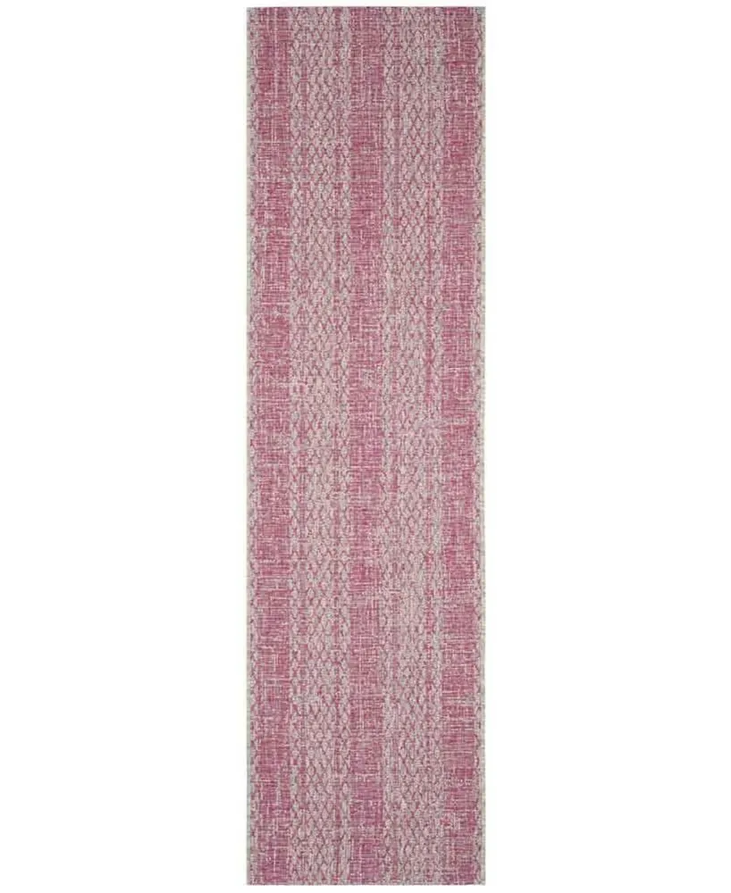 Safavieh Courtyard CY8736 Light Grey and Fuchsia 2'3" x 8' Sisal Weave Runner Outdoor Area Rug