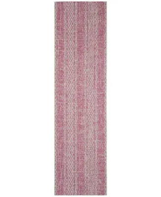 Safavieh Courtyard CY8736 Light Grey and Fuchsia 2'3" x 8' Sisal Weave Runner Outdoor Area Rug