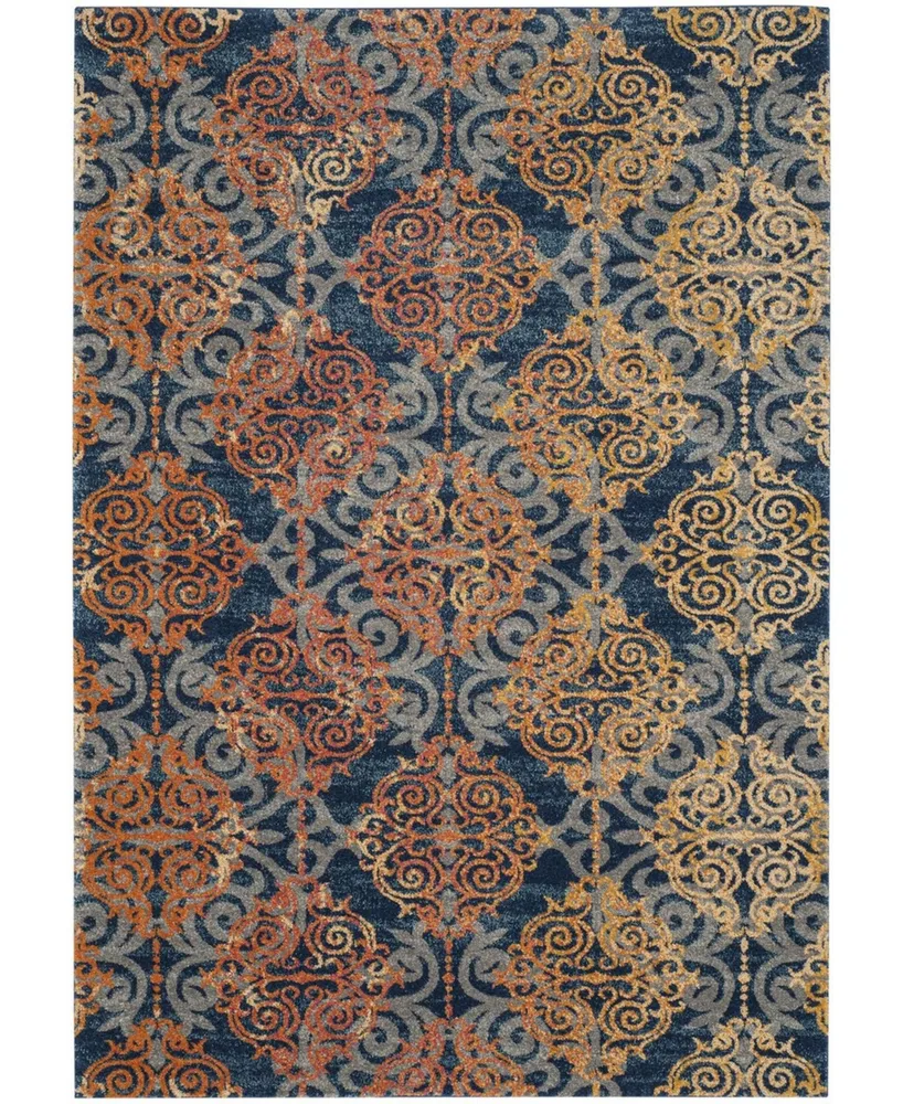 Safavieh Evoke EVK230 Blue and Orange 5'1" x 7'6" Area Rug