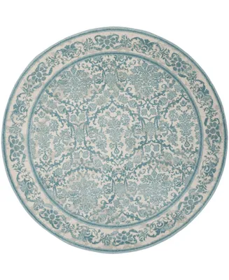 Safavieh Evoke EVK242 Ivory and Light Blue 6'7" x 6'7" Round Area Rug