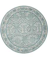 Safavieh Evoke EVK242 Ivory and Light Blue 6'7" x 6'7" Round Area Rug