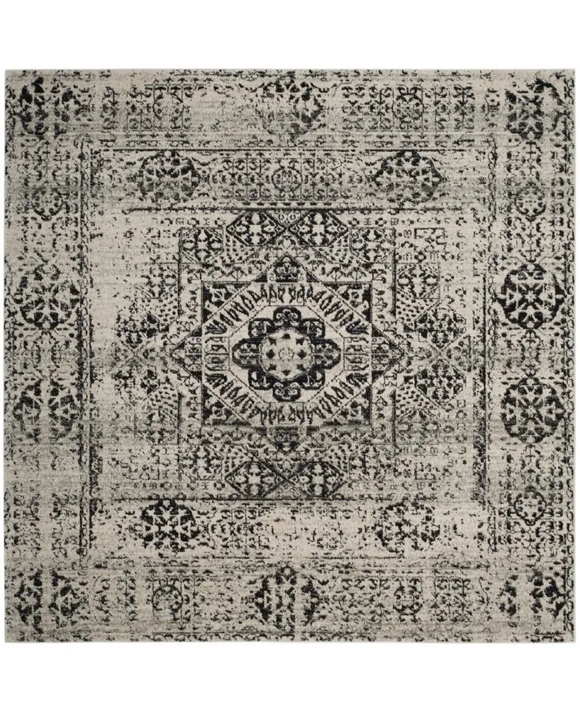 Safavieh Evoke EVK260 Ivory and Black 6'7" x 6'7" Square Area Rug