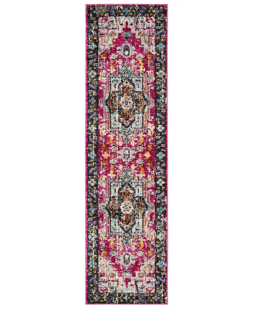 Safavieh Monaco MNC253 Fuchsia and Grey 2'2" x 8' Runner Area Rug