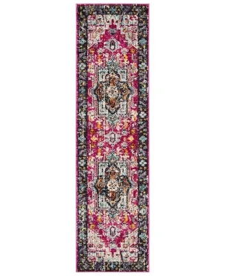 Safavieh Monaco MNC253 Fuchsia and Grey 2'2" x 8' Runner Area Rug