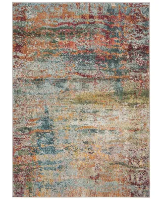 Safavieh Monaco MNC262 Teal and Orange 4' x 5'7" Area Rug