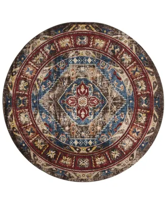 Safavieh Bijar BIJ621 Brown and Royal 6'7" x 6'7" Round Area Rug