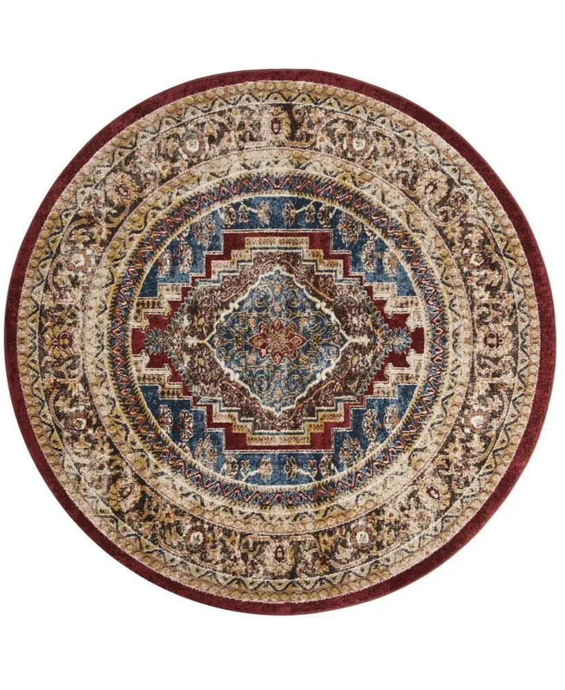 Safavieh Bijar BIJ636 Royal and Brown 6'7" x 6'7" Round Area Rug