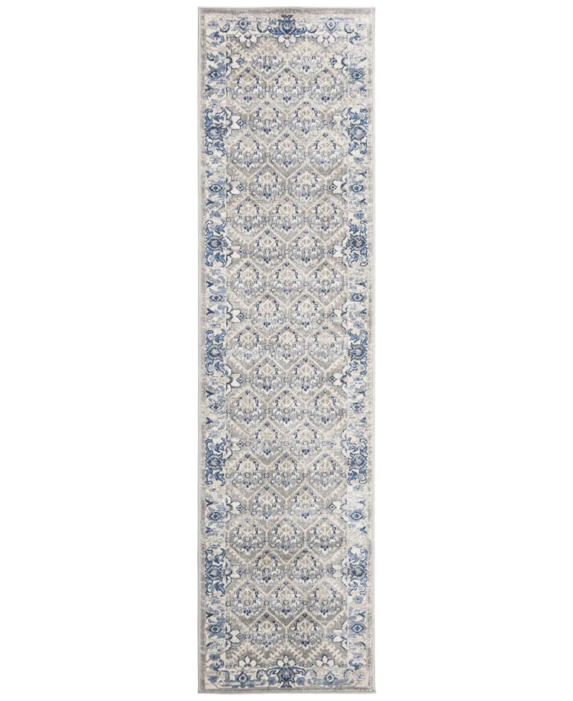 Safavieh Brentwood BNT810 Light Grey and Blue 2' x 8' Runner Rug