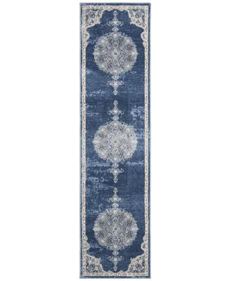 Safavieh Brentwood BNT867 Navy and Light Grey 2' x 8' Runner Area Rug