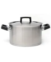 BergHOFF Ron 10" 18/10 Stainless Steel Covered Stockpot 6.8Qt., Black Handles