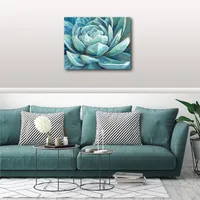 Courtside Market Cerulean Succulent Gallery-Wrapped Canvas Wall Art - 16" x 20"