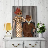 Courtside Market Fox Couple 1930s Gallery-Wrapped Canvas Wall Art - 16" x 20"