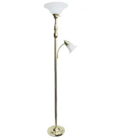 Elegant Designs 2 Light Mother Daughter Floor Lamp with White Marble Glass