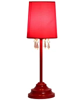 Simple Designs Table Lamp with Fabric Shade and Hanging Acrylic Beads