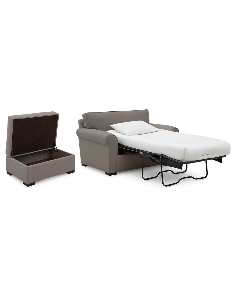 Astra 59" Fabric Chair Bed & 36" Storage Ottoman Set, Created for Macy's