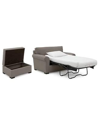 Astra 59" Fabric Chair Bed & 36" Storage Ottoman Set, Created for Macy's