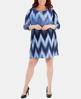 Ny Collection Plus Chevron-Print Keyhole Shift Dress