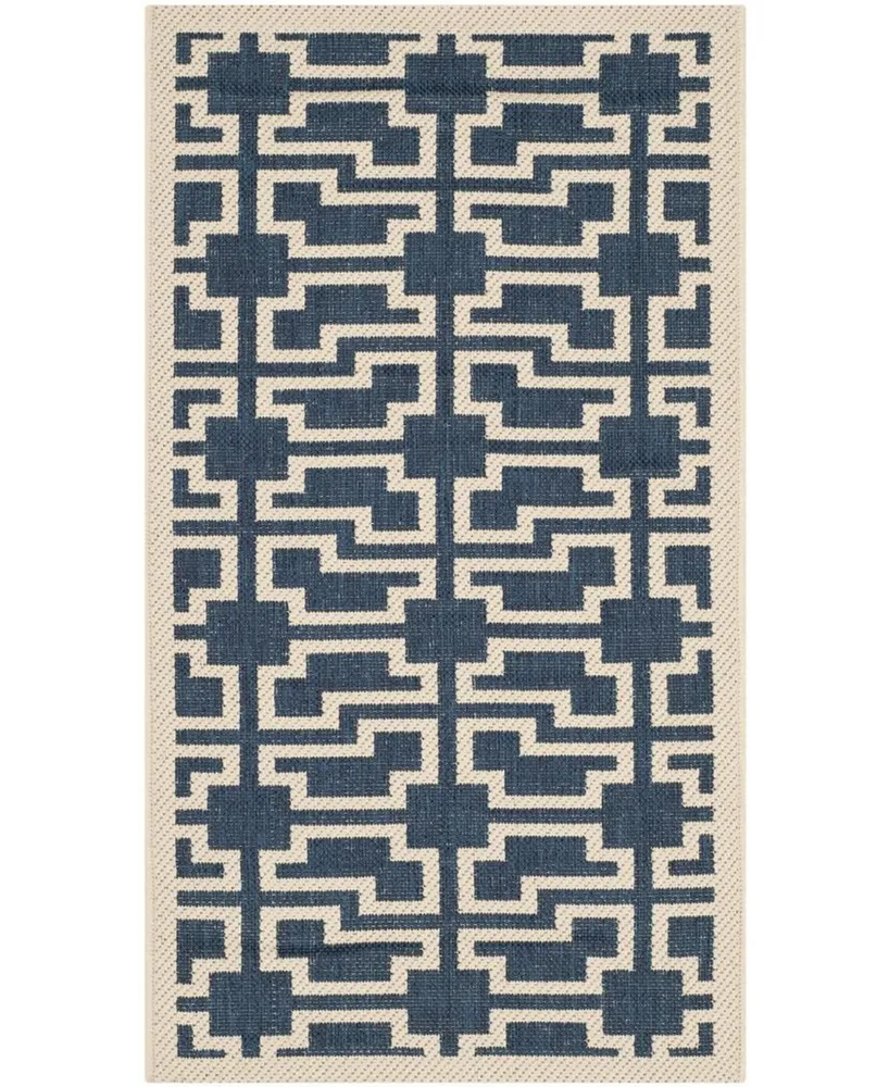 Safavieh Courtyard MSR5424 Navy and Beige 2'7" x 5' Sisal Weave Outdoor Area Rug